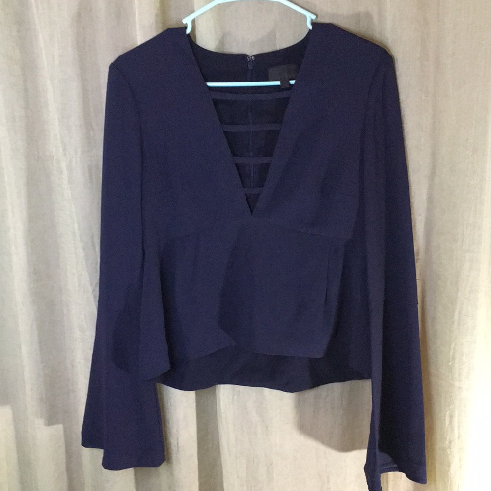 Intermix 'Nena' Bell Sleeve Blouse Navy Small